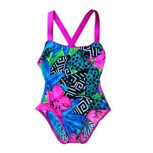 Vintage 90s Slim Allure One Piece Swimsuit Size 6 Barbie Barbiecore